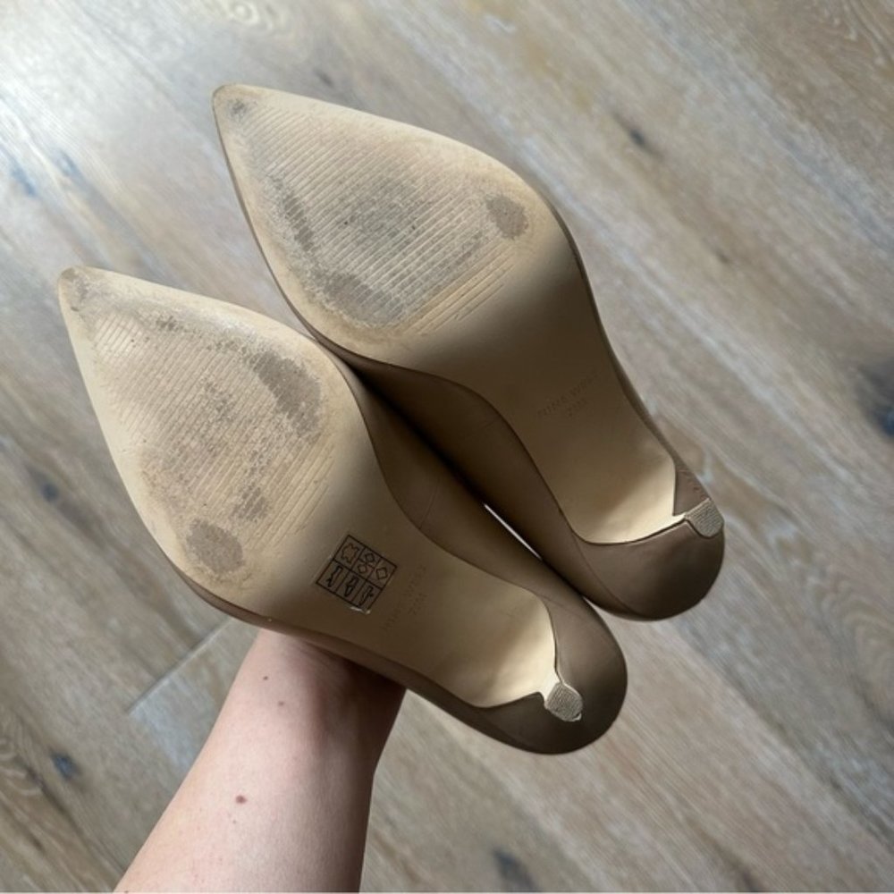 Nine West Jackpot Nude Tan Leather Pumps Pointed Toe US 7.5 - Picture 5 of 9